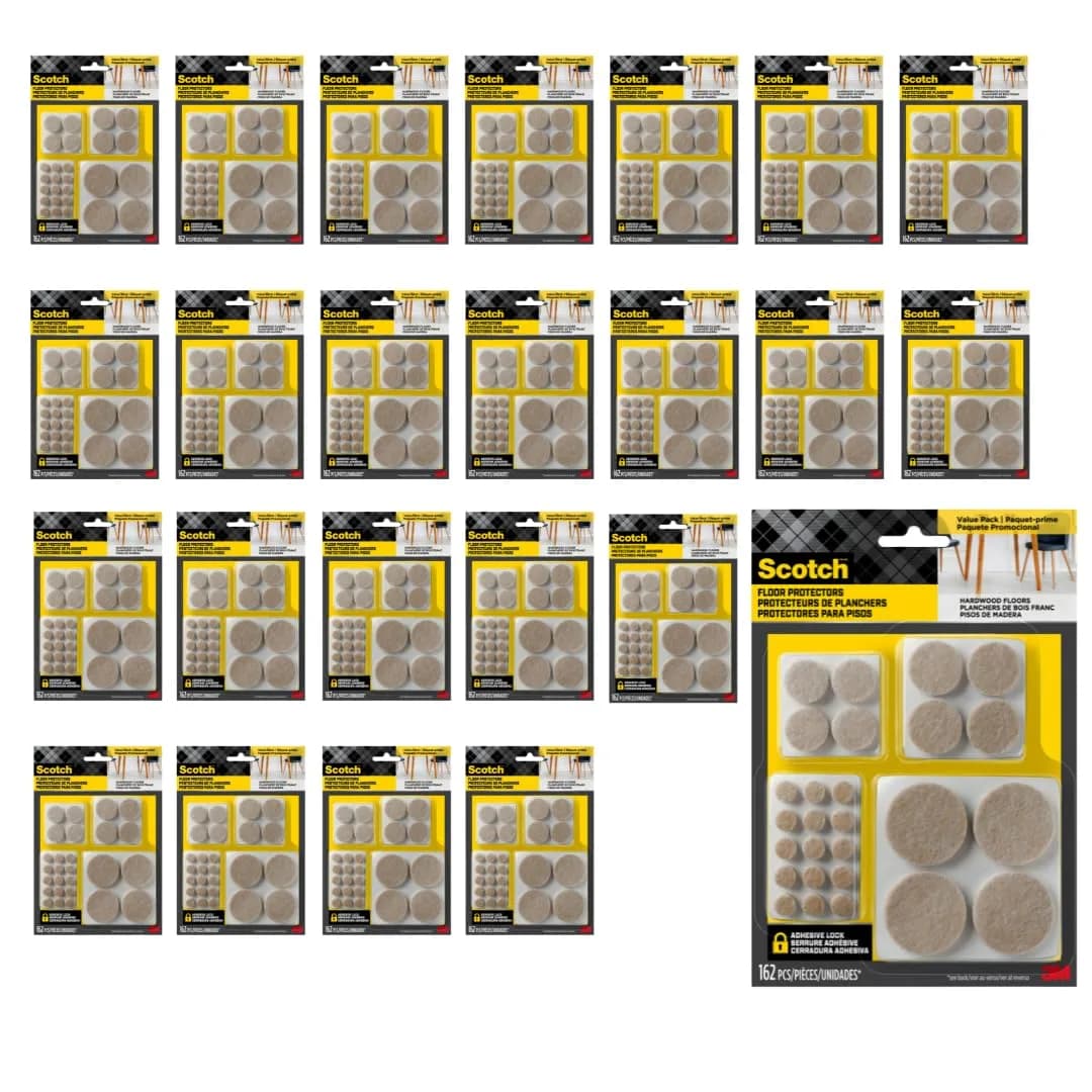 Scotch Felt Pads, Round, Assorted Sizes, Beige, 3888 Total Count | Protects Floors from Scratches & Scuffs
