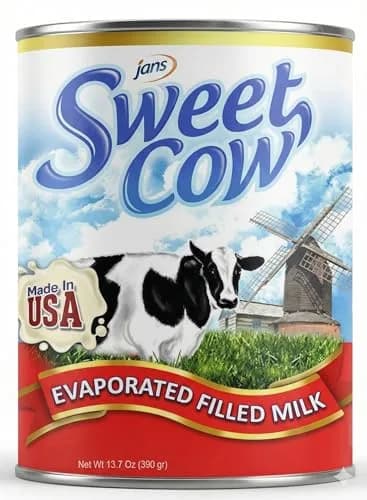 Jans Sweet Cow Evaporated Milk, 13.7 oz (388 ml) Pack of 6 | Unsweetened Cooking Milk for Rich Desserts & Savory Dishes thumbnail 2