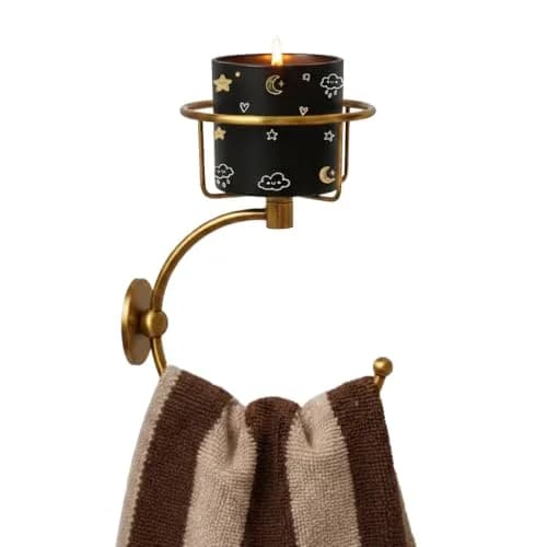 ICCTUO Brass Towel Holder & Candle Sconce | Vintage Bathroom Decor (70-120c) thumbnail 1