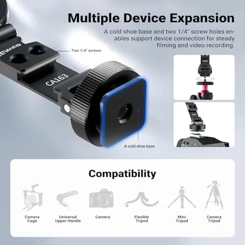 NEEWER Magnetic Tripod Phone Mount Cold Shoe Adapter with 1/4" Thread | Aluminum, Black, 39.8g (1.4 oz) thumbnail 4