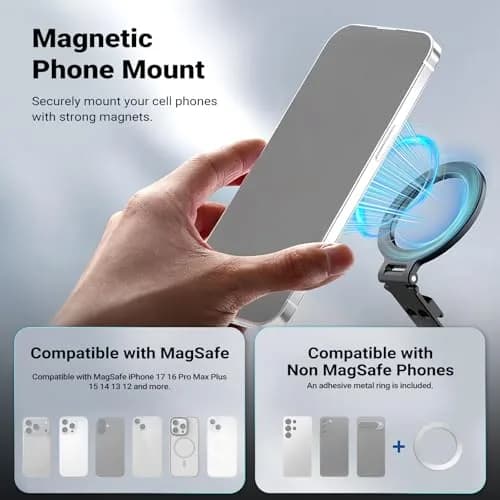 NEEWER Magnetic Tripod Phone Mount Cold Shoe Adapter with 1/4" Thread | Aluminum, Black, 39.8g (1.4 oz) thumbnail 3