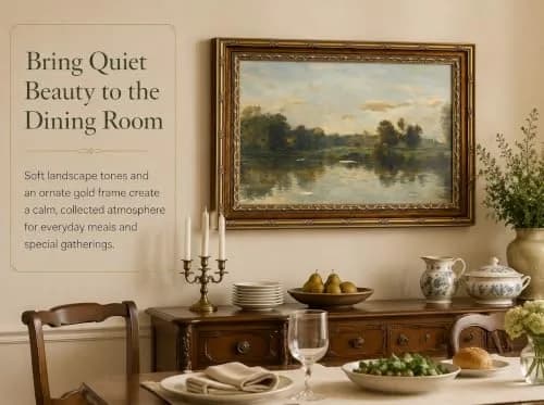 VZKRHPGA Vintage Gold Framed Landscape Wall Art 27.9cm (11") x 22.9cm (9") | Serene River Painting for Home thumbnail 5