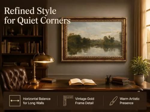VZKRHPGA Vintage Gold Framed Landscape Wall Art 27.9cm (11") x 22.9cm (9") | Serene River Painting for Home thumbnail 6