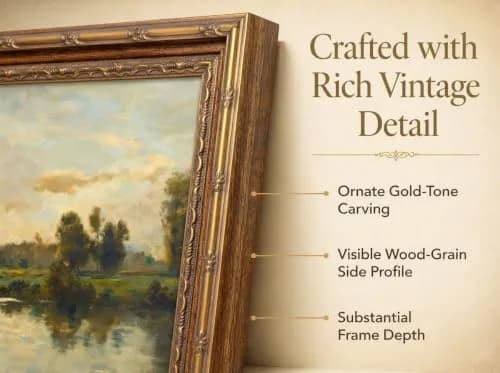 VZKRHPGA Vintage Gold Framed Landscape Wall Art 27.9cm (11") x 22.9cm (9") | Serene River Painting for Home thumbnail 7