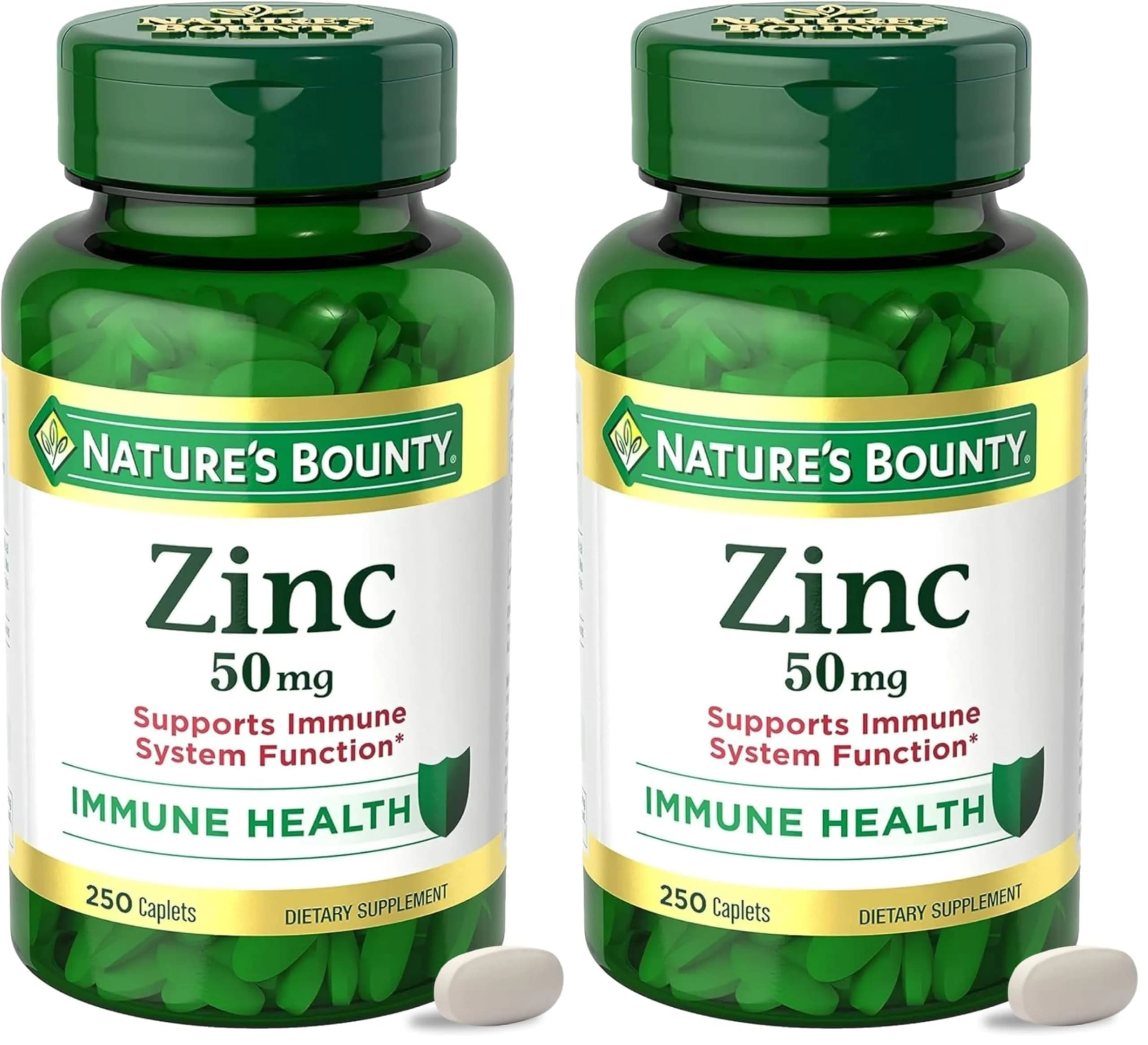 Nature's Bounty Zinc 50mg Caplets (500 Count Total) | Immune Support & Antioxidant Supplement - main product image