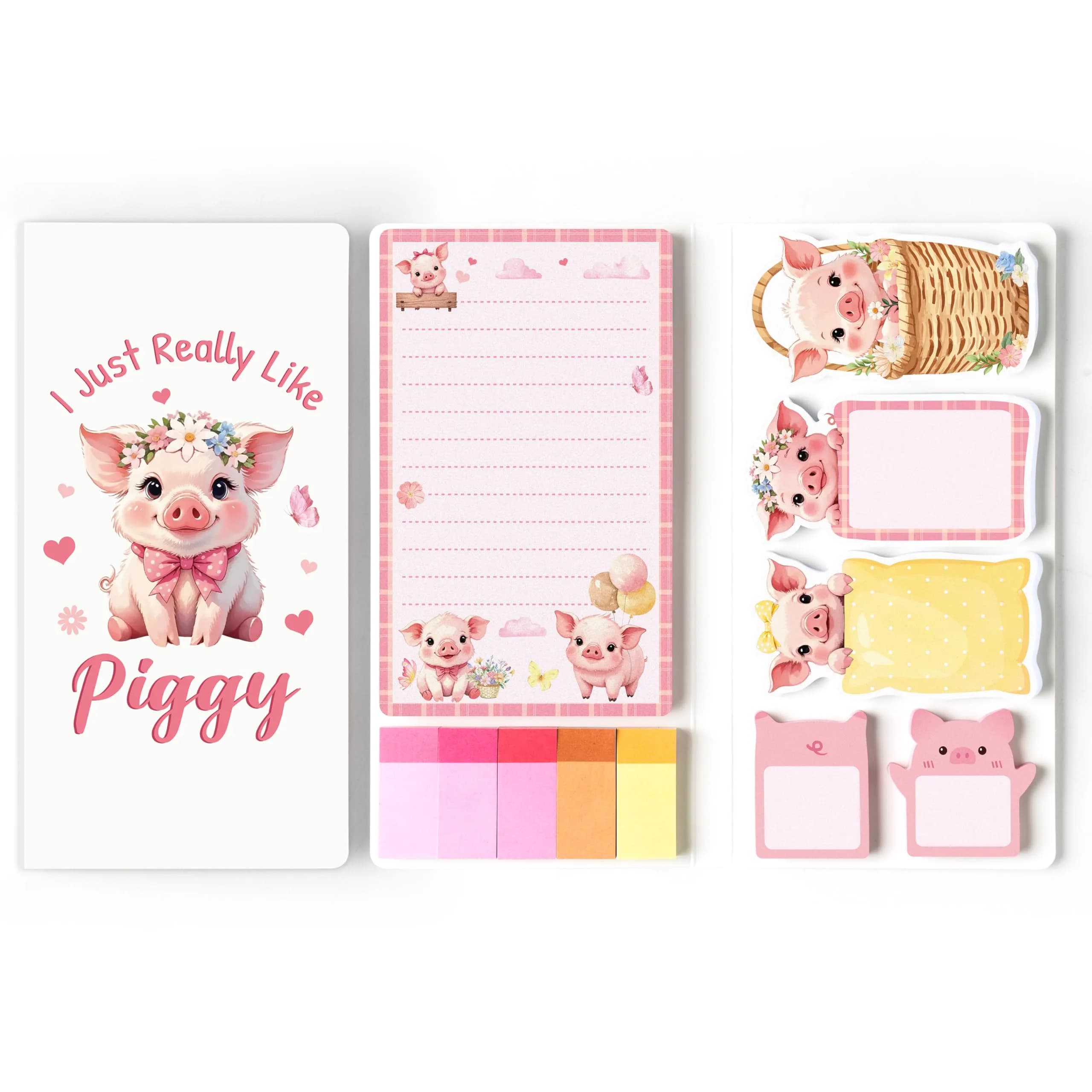 Xqumoi Pink Piggy Sticky Notes Set 550 Sheets | Cute Animal Design Self-Stick Notes