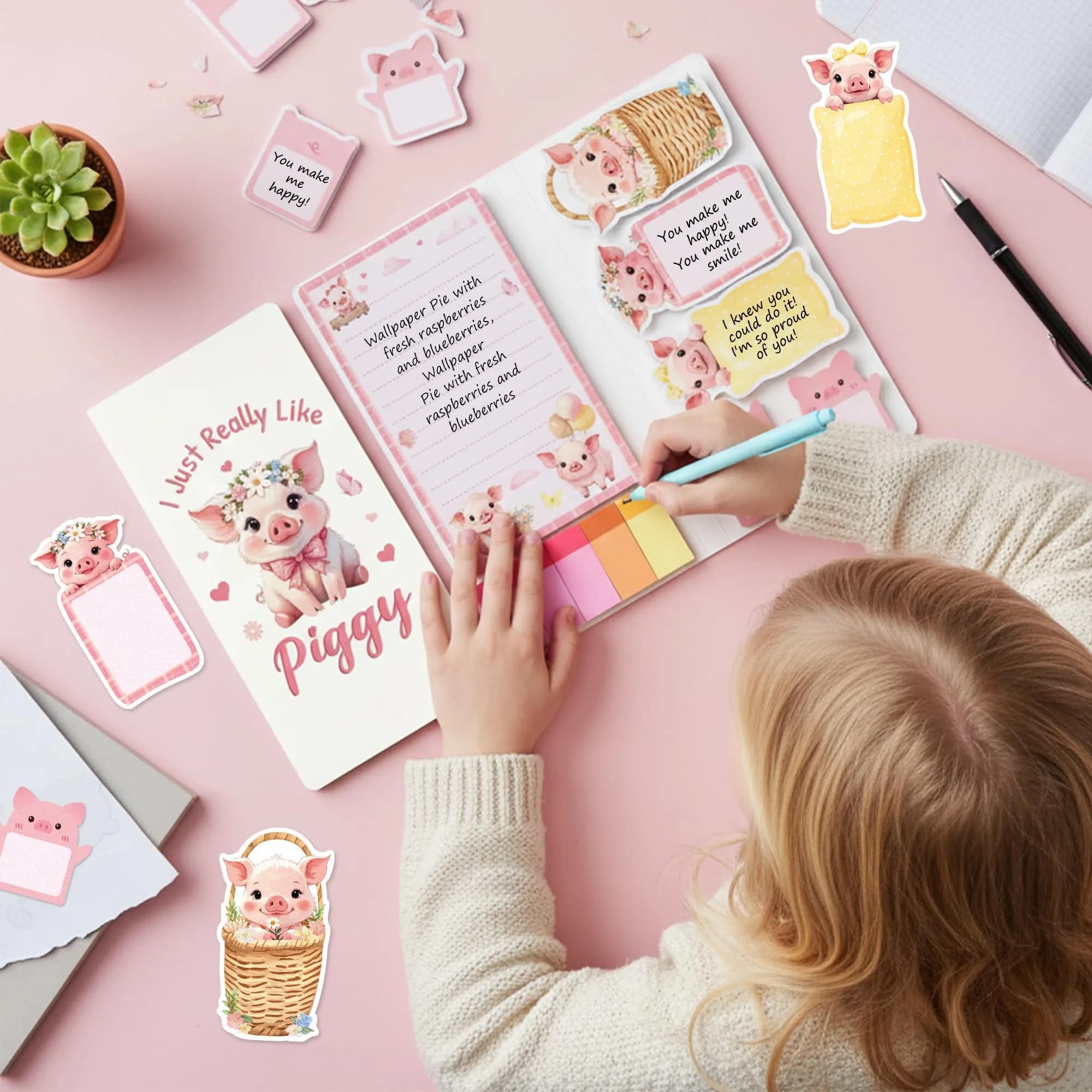 Xqumoi Pink Piggy Sticky Notes Set 550 Sheets | Cute Animal Design Self-Stick Notes thumbnail 3