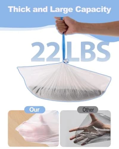 KropBom 180 Count Drawstring Cat Litter Bags Compatible with MW-SC01/SC02/SC09/LR01 | Thickened, Leak-Proof, Easy Closure thumbnail 4