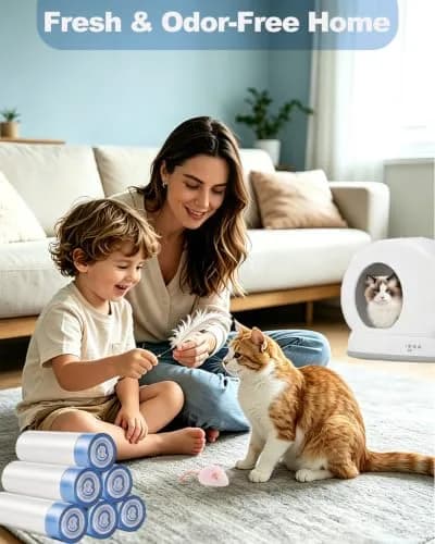 KropBom 180 Count Drawstring Cat Litter Bags Compatible with MW-SC01/SC02/SC09/LR01 | Thickened, Leak-Proof, Easy Closure thumbnail 8
