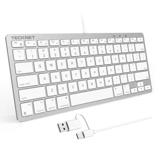 TECKNET Wired Keyboard for MacOS Devices with Dual Interface, Slim Mac Keyboard, Comfortable Ergonomic Typing Angle & Stable Connection for PC/Laptop, Compatible with MacBook, iMac, Mac mini/Pro (White, 78 Keys) thumbnail 1