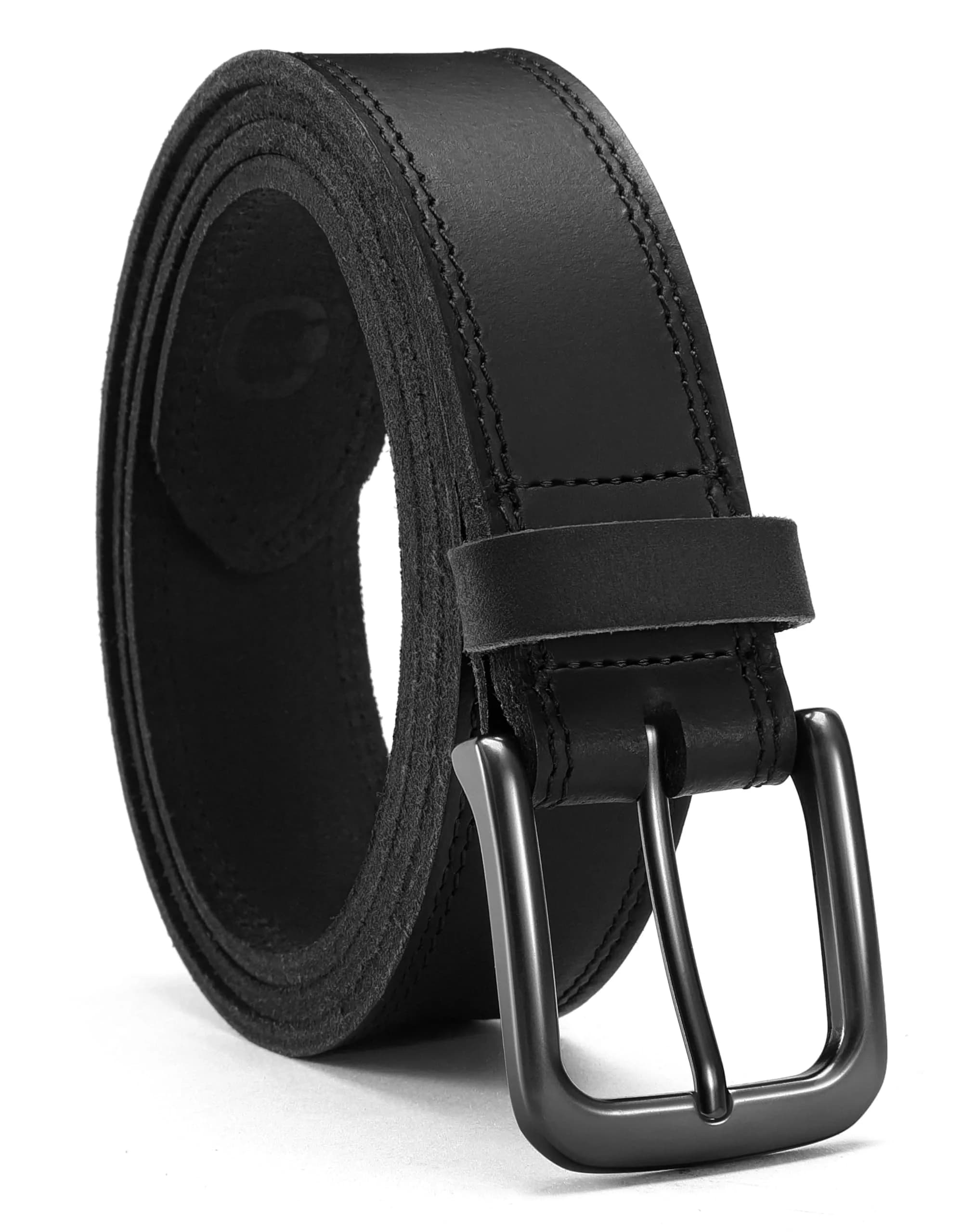 CHAOREN Mens Leather Belt 35mm (1.38") for Jeans | Full Grain Leather, Zinc Alloy Buckle, Classic Style