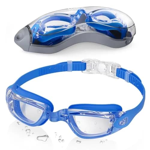 Aegend Swim Goggles, Sapphire Blue Clear Anti-Fog & UV Protection, 180° Panoramic View | Leakproof Silicone Seal for Adults & Youth thumbnail 1