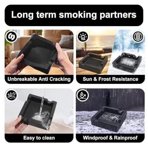 VIABRICO Outdoor Cigar Ashtrays Unbreakable Large Ring Gauge Silicone Ashtray for Patio/Indoor/Home Decor with 4 Rest thumbnail 3