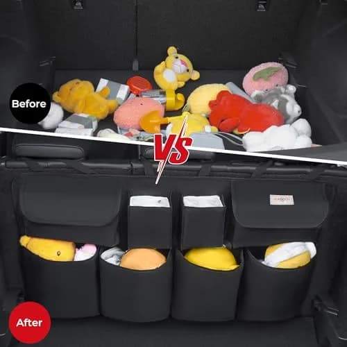 SURDOCA Large Capacity Car Trunk Organizer 110cm (43.3in) | Heavy Duty 600D Oxford Fabric with 8 Pockets thumbnail 4