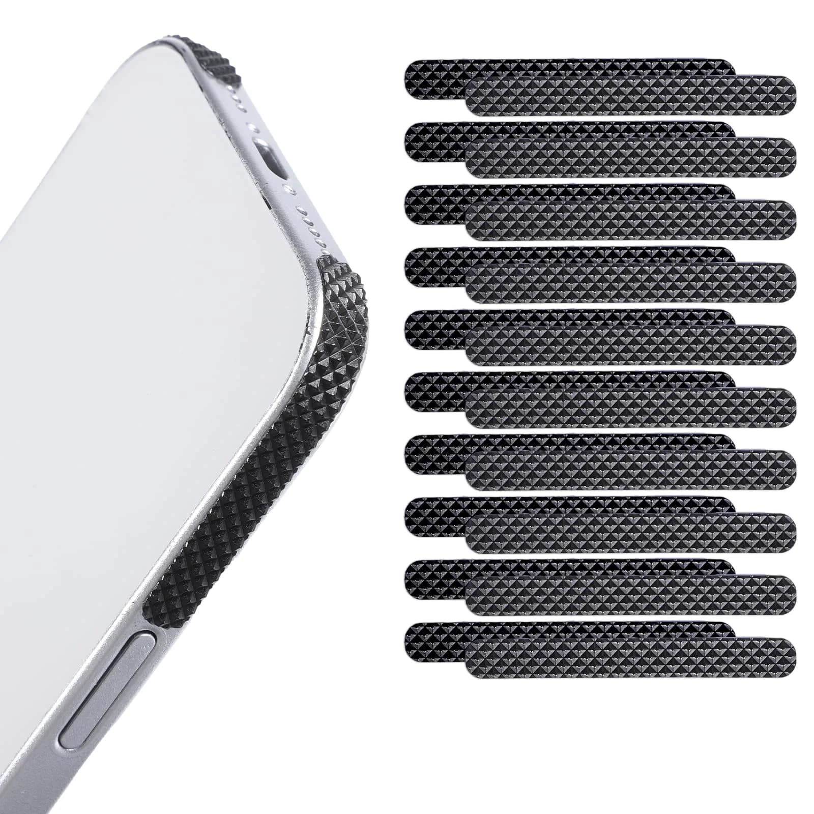 Ajcotahm 20 PCS Cell Phone Grip Tape, Black Non Slip Side Sticker Adhesive | Anti-Slip Rubber Stickers for Phone Case & Tablet - main product image