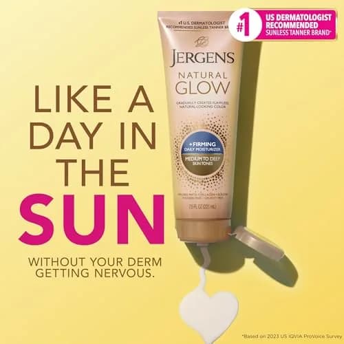 Jergens Natural Glow +Firming Body Lotion, Medium to Deep Skin Tone, 7.5 Oz (222ml) Bottles (Pack of 4) | Gradual Self Tanner with Collagen & Elastin thumbnail 3
