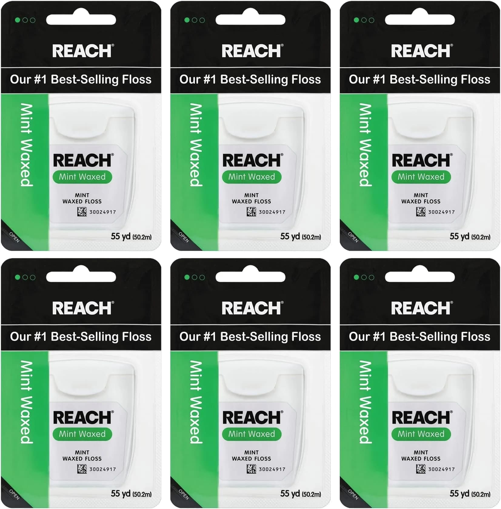 Reach Mint Waxed Dental Floss 55 yd (165 ft) | Plaque Remover, Shred Resistant, PFAS-Free — Mint Waxed
