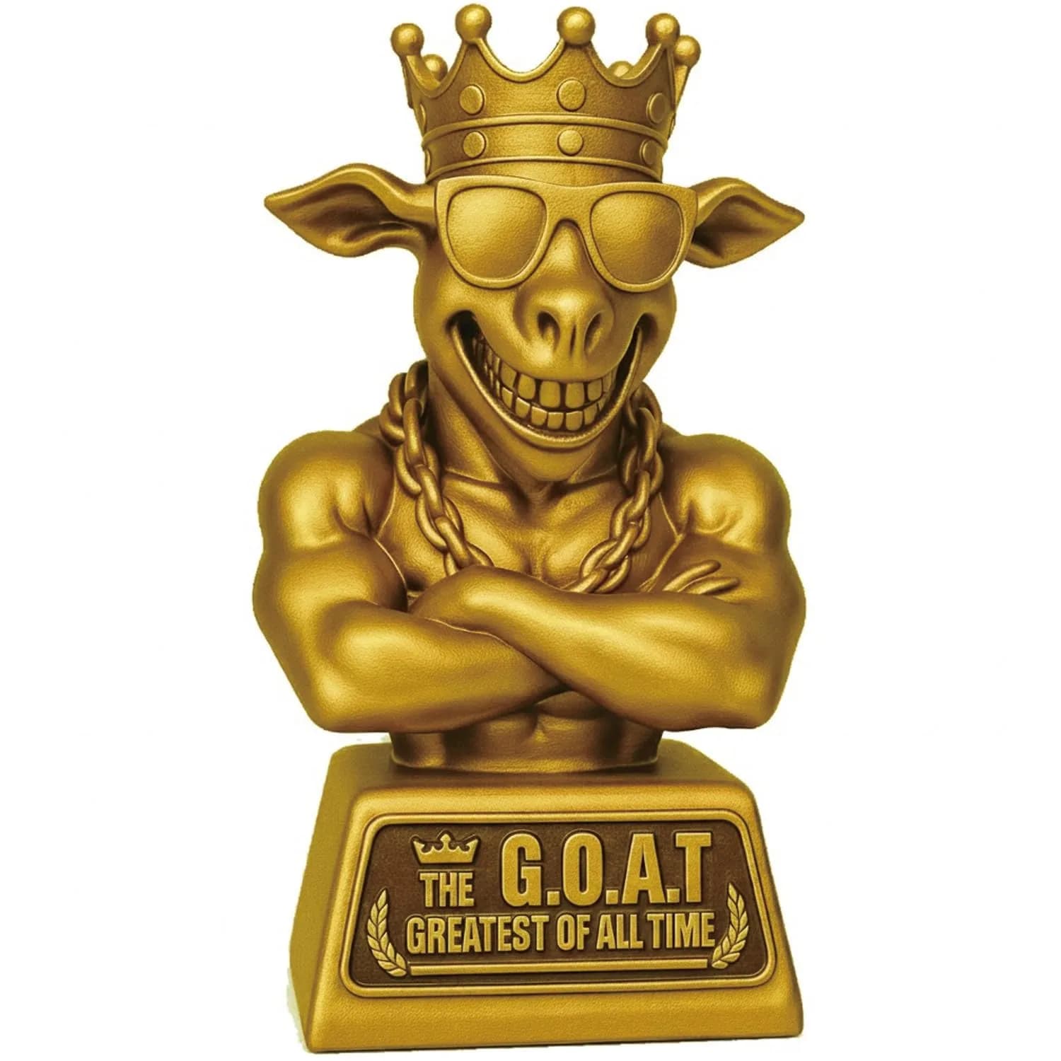 Mascotwish Muscle Goat Trophy – 9" G.O.A.T. with Muscle Resin Award for Fantasy Football, Office Desk, Best Player Trophy - main product image