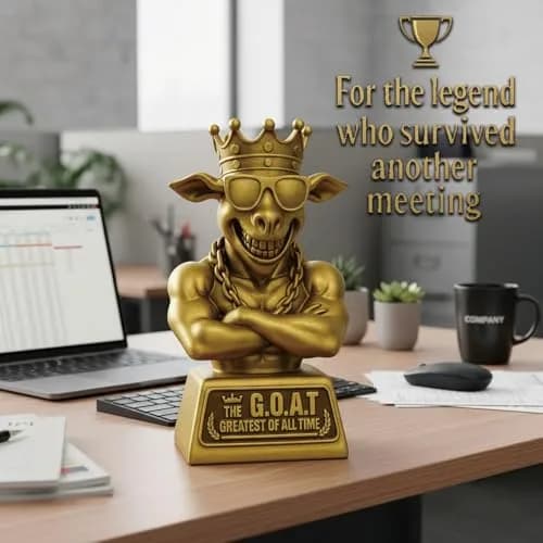 Mascotwish Muscle Goat Trophy – 9" G.O.A.T. with Muscle Resin Award for Fantasy Football, Office Desk, Best Player Trophy thumbnail 7
