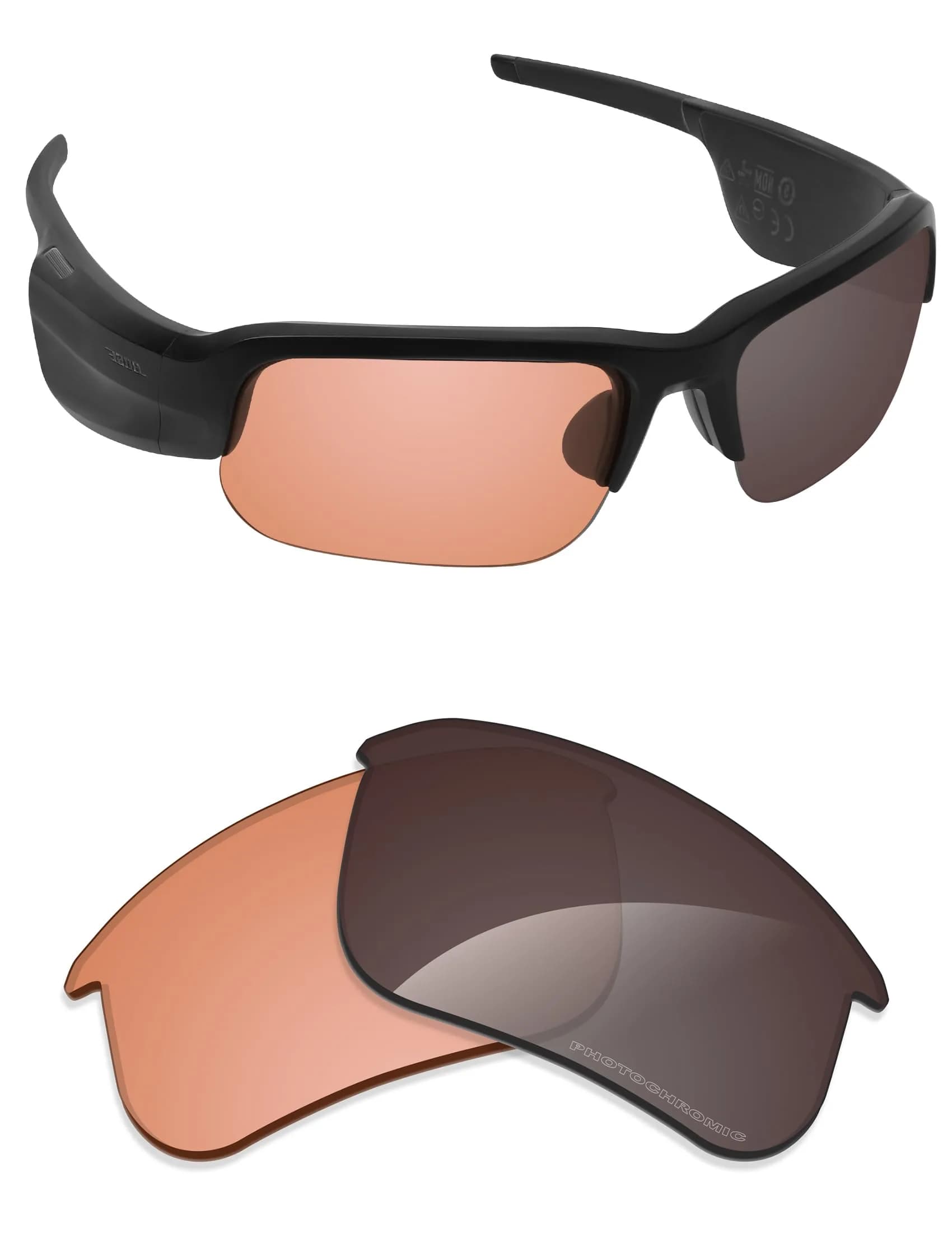Alphax Blue Gradient Non-polarized Replacement Lenses for Bose Tempo Sunglasses | 1.8x Thicker Impact Resistance — Adapt Orange Photochromic