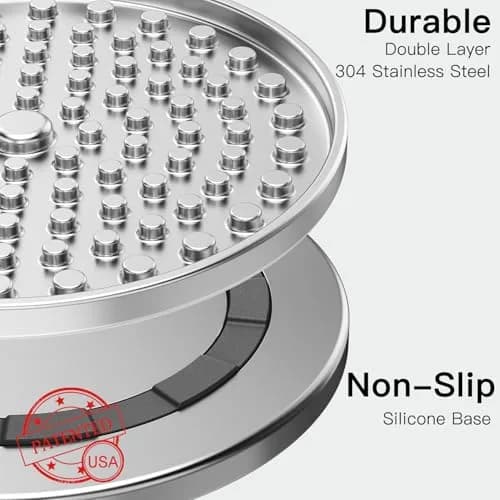Feedoo Double Wall Stainless Steel Lick Mat for Dogs & Cats, Chew Proof Slow Feeder with Non-Slip Base, 2-Pack (8.26" Diameter) thumbnail 2