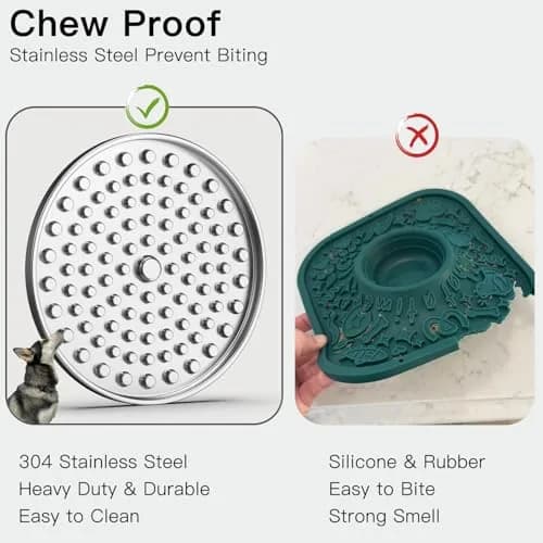 Feedoo Double Wall Stainless Steel Lick Mat for Dogs & Cats, Chew Proof Slow Feeder with Non-Slip Base, 2-Pack (8.26" Diameter) thumbnail 3