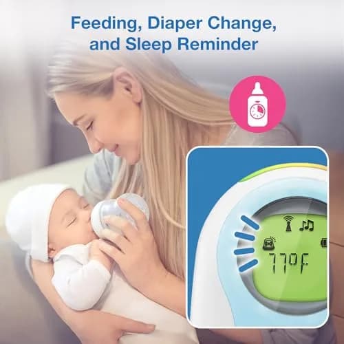 VTech DM1215 Digital Audio Baby Monitor with 1500ft Range, Night Light, Lullabies, Two-Way Talk, Temperature Sensor, Rechargeable Battery (White) thumbnail 8