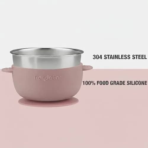 PandaEar 3 Pack Stainless Steel Baby Suction Bowls With Lids | Non-Slip, Shatterproof, Dishwasher Safe thumbnail 5