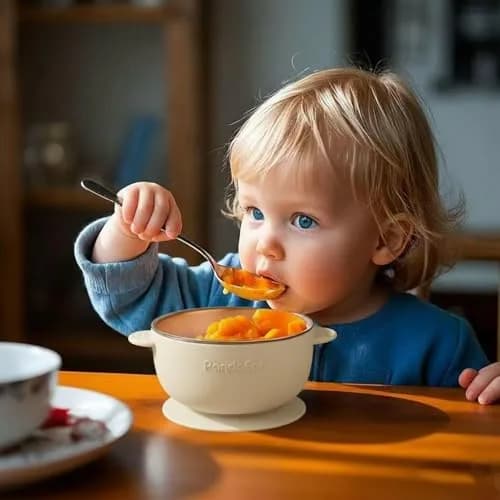 PandaEar 3 Pack Stainless Steel Baby Suction Bowls With Lids | Non-Slip, Shatterproof, Dishwasher Safe thumbnail 2