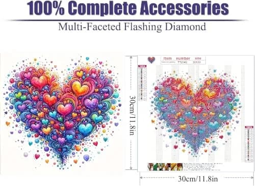 JFYHAB 5D Heart Diamond Painting Kits for Adults | DIY Full Drill Gem Art for Home Decor 12x12inch thumbnail 5