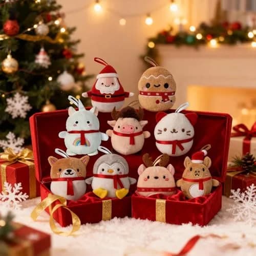 Rdogeia 9 Pcs Christmas Mini Stuffed Animals Toy Set | Festive Plush Figures for Kids 3-10 Years thumbnail 8