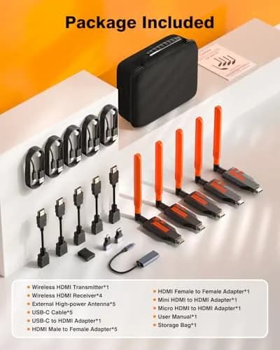 Coolpie Wireless HDMI Transmitter and Receiver Kit 1TX-4RX | 4K Decode 1080P HD Output, 350FT/100M Long Range, 5.8G Stable Connection Low Lag thumbnail 9
