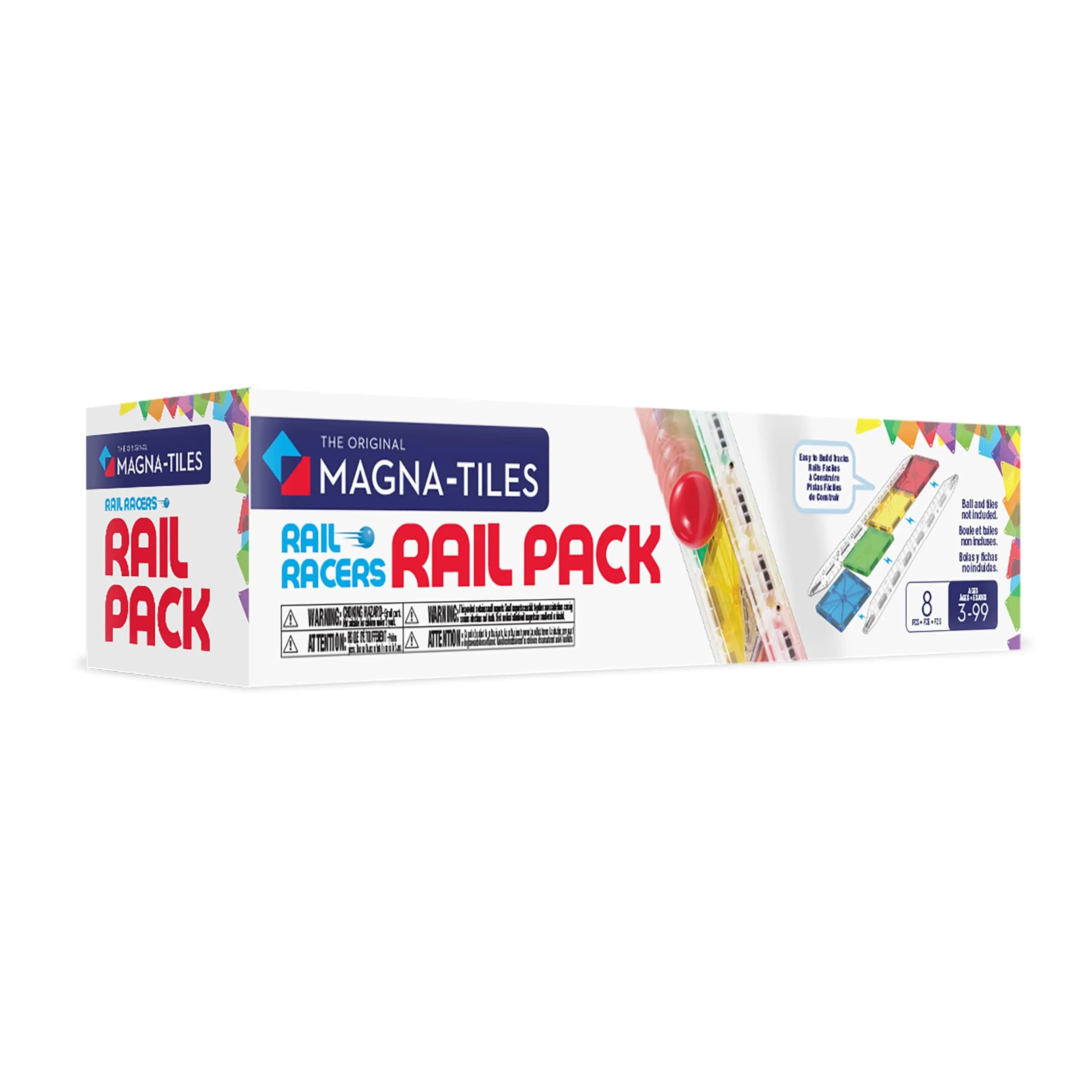 MAGNA-TILES Rail Racers Rail Pack Magnetic Construction Set 8 Pieces | STEM Learning Toy