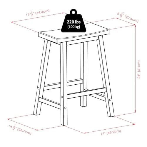 Winsome Satori Saddle Seat 24" Counter Stool Rustic Green Walnut Finish | Solid Wood Comfort thumbnail 6