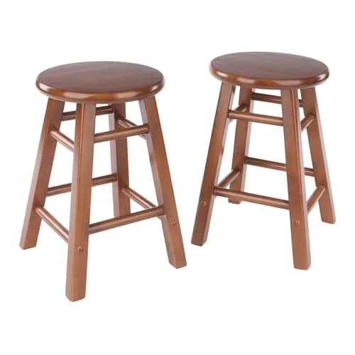 Winsome Element 2-piece Counter Stool Set | Solid Beech Wood, Teak Finish, 18" Seat Height thumbnail 1