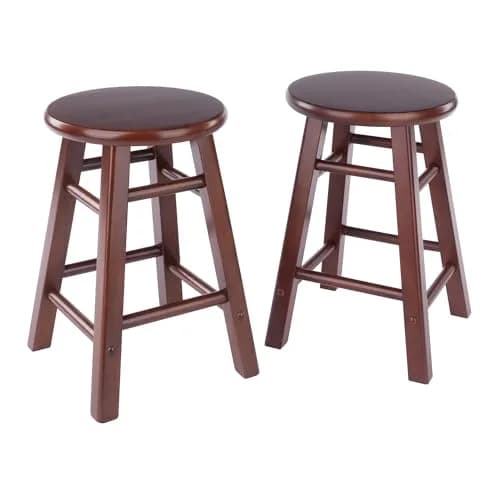 Winsome Element 2-Piece Counter Stool Set | Solid Beech Wood, Walnut Finish, 18" Seat Height thumbnail 1
