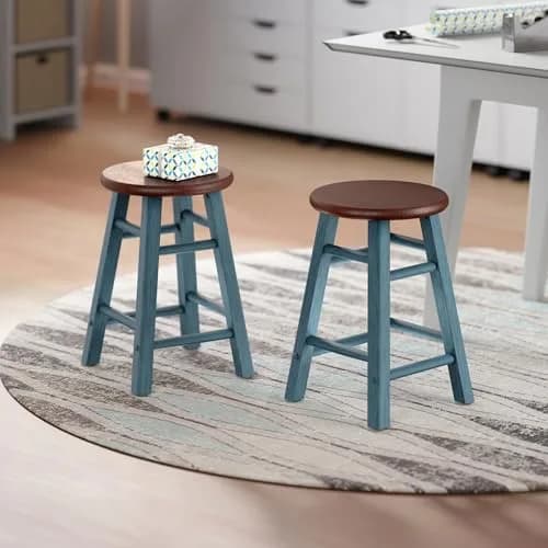 Winsome Element 2-piece Counter Stool Set | Solid Beech Wood, Elegant Walnut Finish, 18" Seat Height thumbnail 2