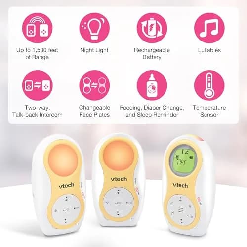 VTech DM1215-2 Digital Audio Baby Monitor with 2 Parent Units & 1500ft Range | Night Light, Lullabies, Two-Way Talk, Temp Sensor thumbnail 2
