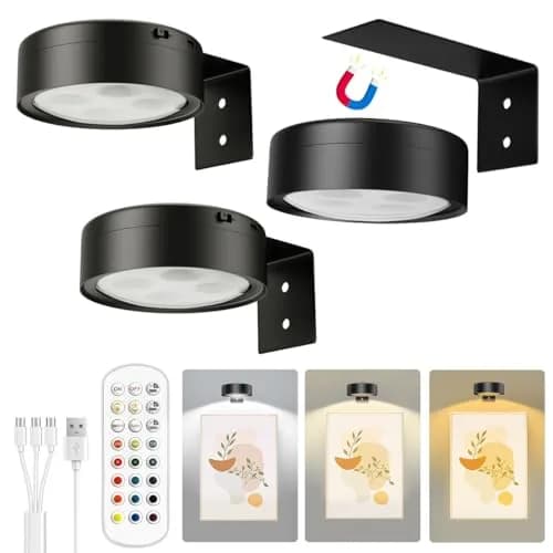 Xuolder Rechargeable Picture Light 3-Pack | Magnetic LED Art Display Light with Remote, 3 Color Temps & 12 RGB Modes thumbnail 1
