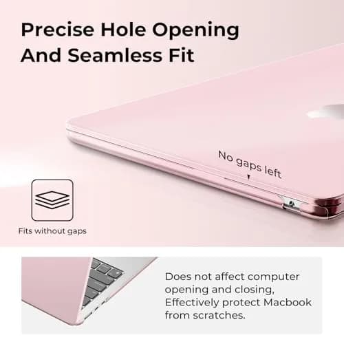 EooCoo Case for MacBook Air 13 inch M5/M4/M3/M2 | Crystal Pink Slim Hard Shell thumbnail 4