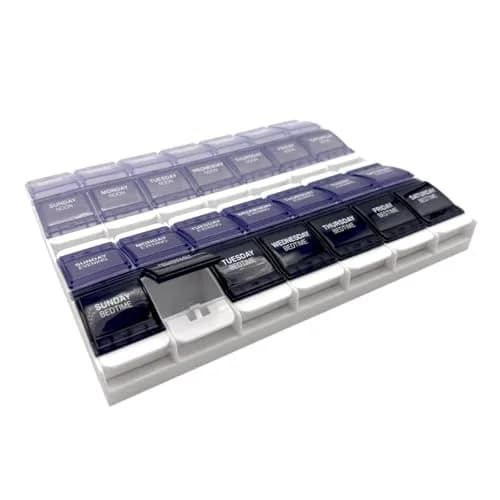 EZY DOSE Push Button Weekly 7-Day Pill Organizer 2XL | 28 Compartments for 4 Daily Doses thumbnail 1