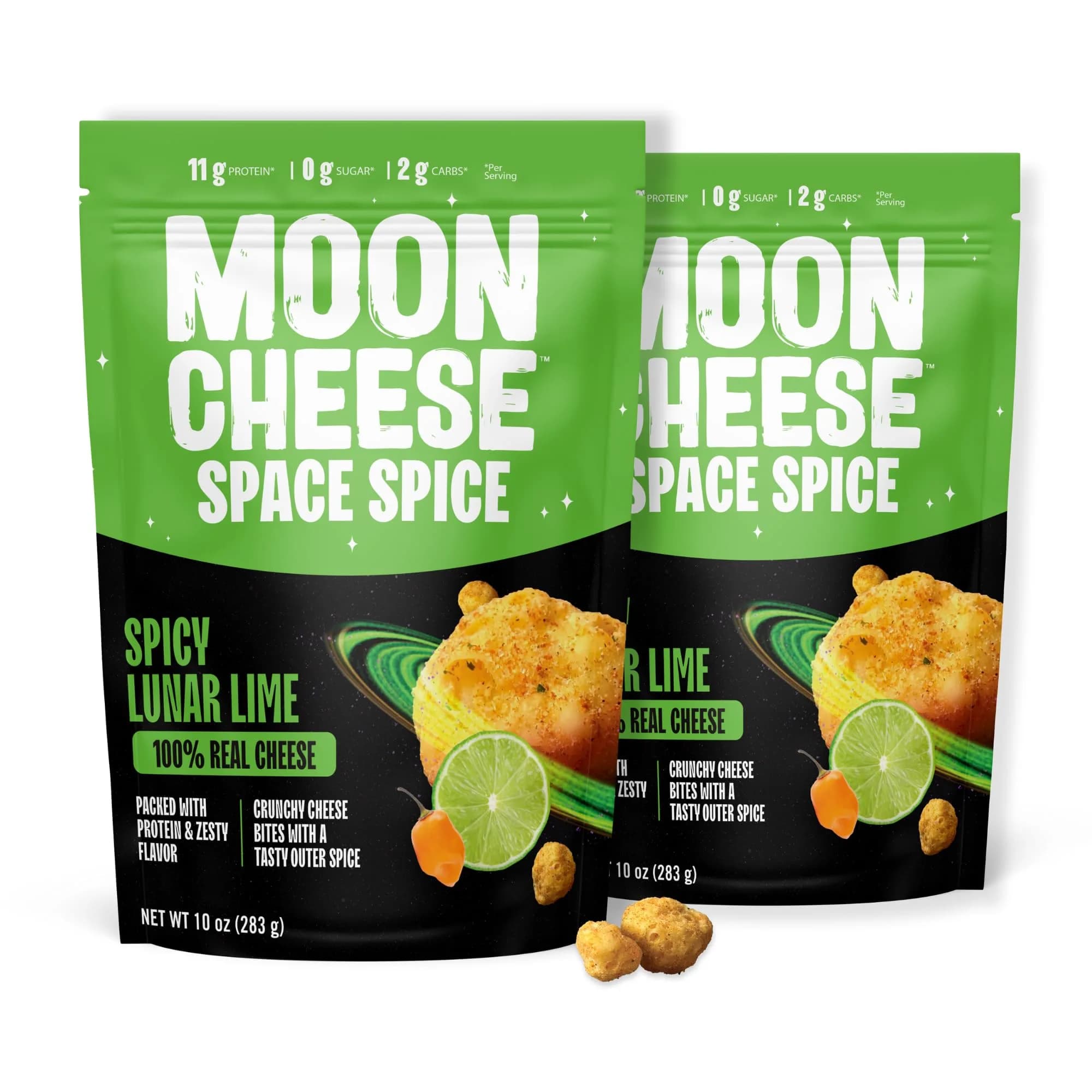 Moon Cheese Spicy Lunar Lime Cheese Bites | Protein-Rich, Keto & Gluten-Free Snack (6 oz total) — Spicy Lunar Lime / 10 Ounce