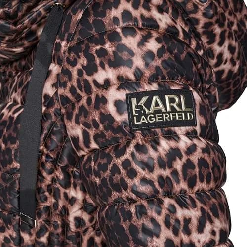 KARL LAGERFELD Paris Women's Zip Front Double Collar Jacket Leopard, Large | Versatile Fall & Winter Coat for Women thumbnail 2