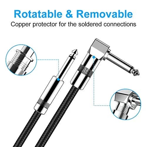 New Bee 15ft Black Right Angle Guitar Cable for Electric Instruments thumbnail 4