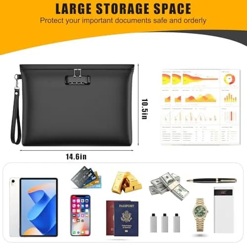 ZOOPIP Fireproof Document Bag Lock 14.3"x10.2" | Waterproof & Flame Resistant (70-120 chars) thumbnail 2