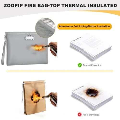 ZOOPIP Fireproof Document Bag Lock 14.3"x10.2" | Waterproof & Flame Resistant thumbnail 6