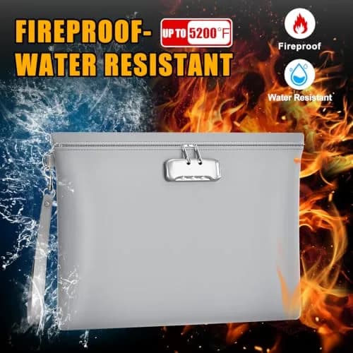 ZOOPIP Fireproof Document Bag Lock 14.3"x10.2" | Waterproof & Flame Resistant thumbnail 2