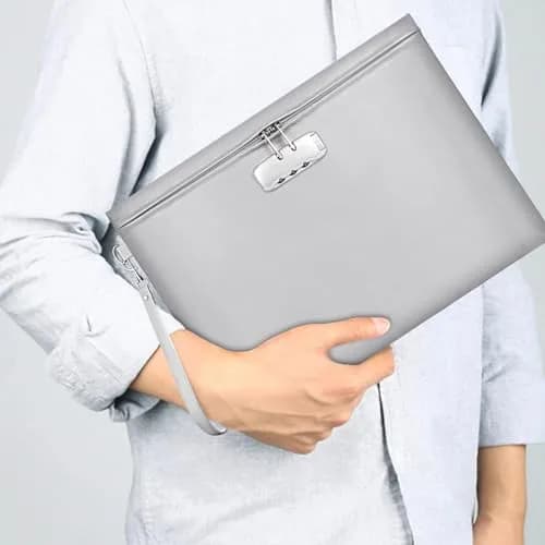 ZOOPIP Fireproof Document Bag with Lock, Waterproof Money Pouch 36cm x 26cm (14.3"x10.2") | Secure A4 Document Storage thumbnail 2