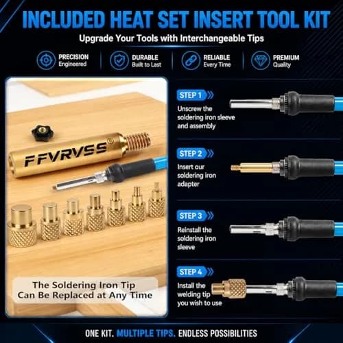 FFVRVSS Brass Threaded Inserts Kit M2-M6 (460+7Pcs) | Heat Set Tool Included for 3D Printing thumbnail 5