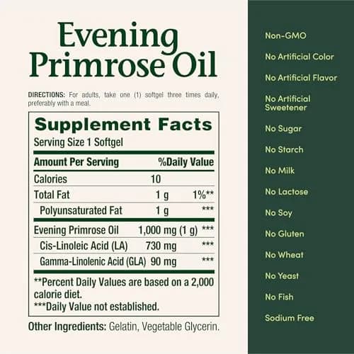 Nature's Bounty Primrose Oil 1000mg Gluten Free Herbal Supplement 180 Count (Pack of 3) | Promotes Women's Health thumbnail 6